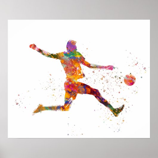 Fußballspieler in Aquarell Poster (Vorne)