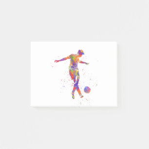 Fußballspieler in Aquarellfarbe Post-it Klebezettel