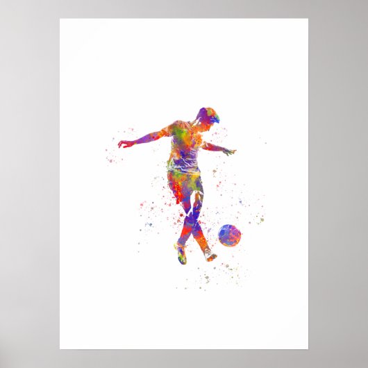Fußballspieler in Aquarellfarbe Poster (Vorne)
