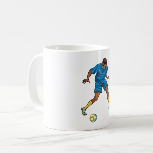 Fußballspieler in Blau Kaffeetasse (Vorderseite Links)