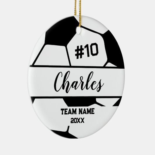 Fußballspieler | Individuelle Name-Nummer und Team Keramik Ornament (Rechts)