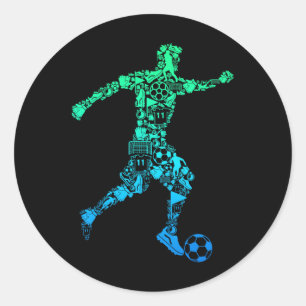 Fußballspieler Jugend Männer Kinder Jungen Runder Aufkleber