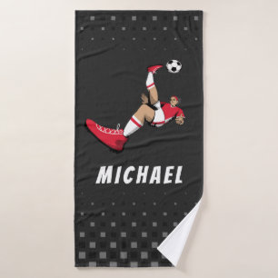 Fußballspieler Kick Illustration Personalisiert Bl Badehandtuch