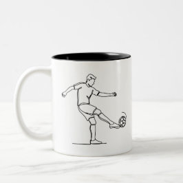Fußballspieler Kick Line Art Fußball Tasse