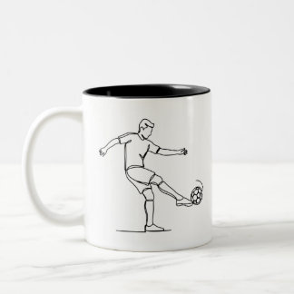 Fußballspieler Kick Line Art Fußball Tasse