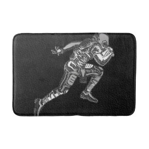 Fußballspieler Laufender Quarterback Schwarz Silbe Badematte