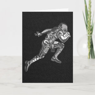 Fußballspieler Laufender Quarterback Schwarz Silbe Karte