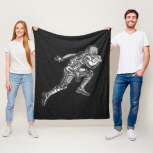Fußballspieler läuft Quarterback Schwarz Silber Fleecedecke