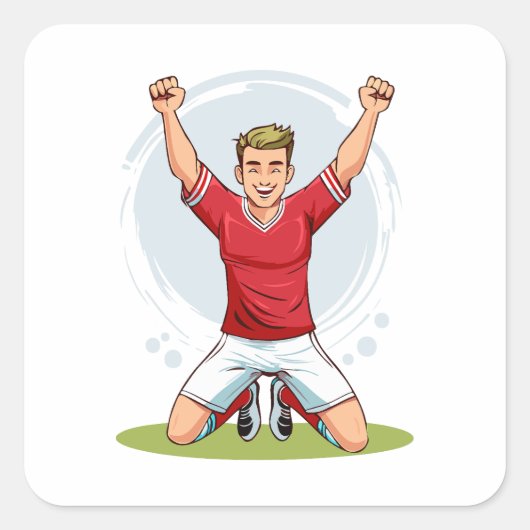 Fußballspieler Mann Quadratischer Aufkleber (Vorderseite)
