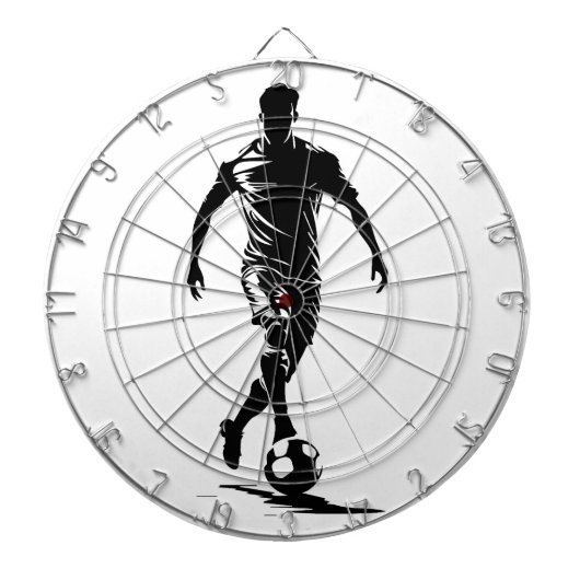 Fußballspieler mit Ball Dartscheibe (vorne)