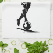 Fußballspieler mit Ball Geschirrtuch (Gefaltet)