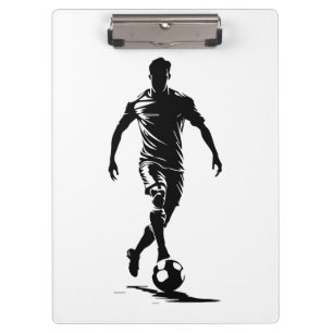 Fußballspieler mit Ball Klemmbrett