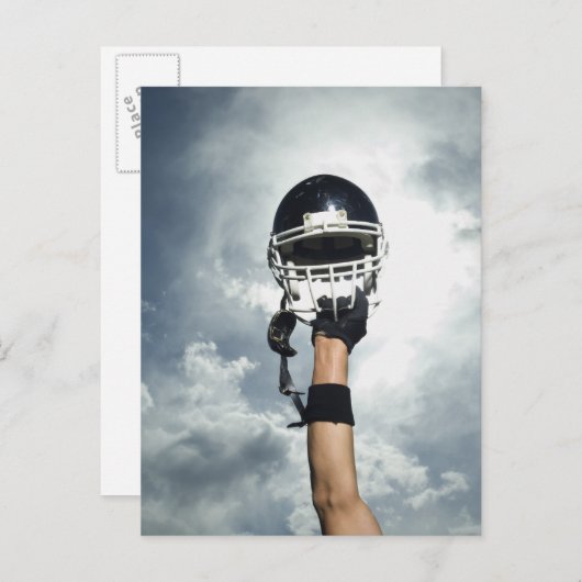 Fußballspieler mit Hubschrauber in der Luft Postkarte (Vorne/Hinten)