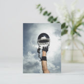 Fußballspieler mit Hubschrauber in der Luft Postkarte (Stehend Vorderseite)