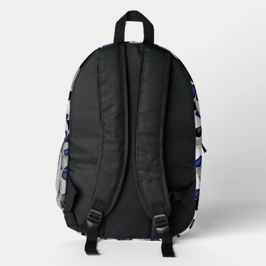 Fußballspieler mit Monogramm blaue Mannschaftsfarb Bedruckter Rucksack (Rückseite)