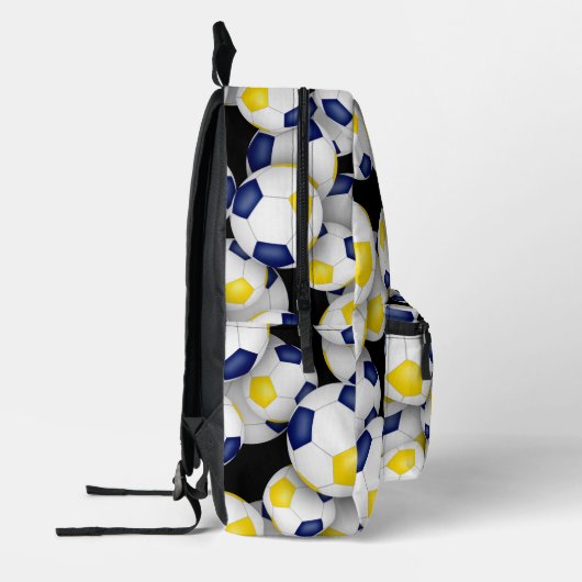 Fußballspieler mit Monogramm-Blaugoldfarben Bedruckter Rucksack (Links)