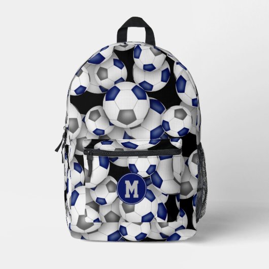 Fußballspieler mit Monogramm-blaugraue Mannschafts Bedruckter Rucksack (Vorderseite)