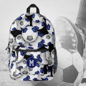 Fußballspieler mit Monogramm-blaugraue Mannschafts Bedruckter Rucksack