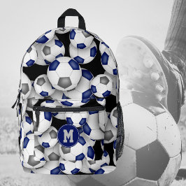 Fußballspieler mit Monogramm-blaugraue Mannschafts Bedruckter Rucksack