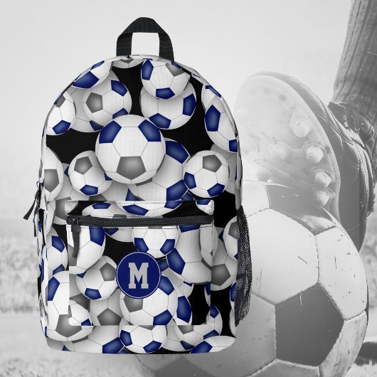 Fußballspieler mit Monogramm-blaugraue Mannschafts Bedruckter Rucksack