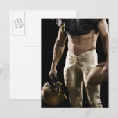Fußballspieler mit Schutzausrüstung, Fußball, Postkarte (Vorne/Hinten)