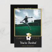 Fußballspieler Modernes Foto Abschluss Einladung (Vorne/Hinten)