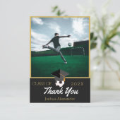 Fußballspieler Modernes Foto Abschluss Klasse Dankeskarte (Stehend Vorderseite)
