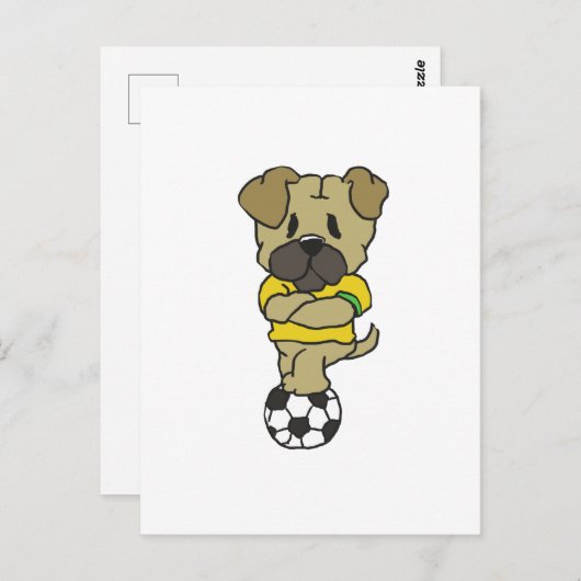 Fußballspieler Mops | Farbe wählen Postkarte (Vorne/Hinten)