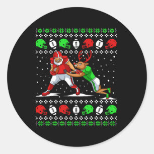 Fußballspieler Rentier hässliche Weihnachtspyjama  Runder Aufkleber