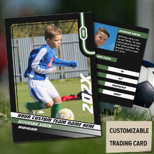 Fußballspieler-Sammelkarte in Schwarz Grün Telefonnummerkarte