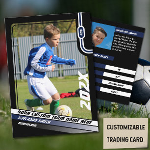 Fußballspieler-Sammelkarten in Schwarz Blau Telefonnummerkarte