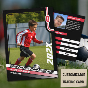 Fußballspieler-Sammelkarten in Schwarz Rot Telefonnummerkarte