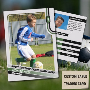 Fußballspieler-Sammelkarten Lichtgrau Grün Telefonnummerkarte