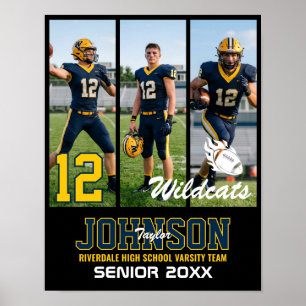 Fußballspieler Senior Night Foto-Collage Sport Poster