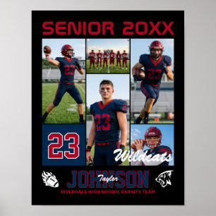 Fußballspieler Senior Night Foto-Collage Sport Poster