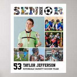 Fußballspieler Senior Night Sports Foto Collage Poster