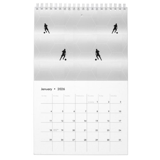 Fußballspieler Single Page SmallCalendar, White Kalender (Jan 2026)