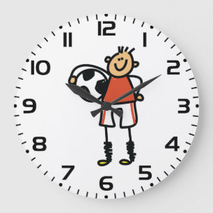 Fußballspieler-Strichmännchen-Junge Große Wanduhr