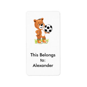 Fußballspieler Teddybär Cartoon Grafik Adressaufkleber