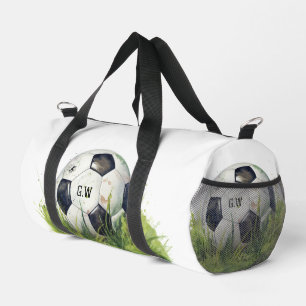 Fußballspieler Trainer Ball realistische Initialen Duffle Bag