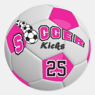 Fußballspieler tritt Hot Pink Classic Round Stic Runder Aufkleber