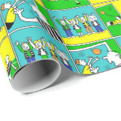 Fußballspieler und Fans Geschenkpapier (Rolleneckpunkt)