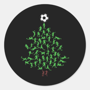 Fußballspieler-Weihnachtsbaum Xmas, Fußball-Weihna Runder Aufkleber