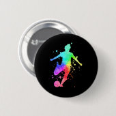 Fußballspielerin Athletin Regenbogenfarbe Button (Vorne & Hinten)