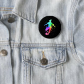 Fußballspielerin Athletin Regenbogenfarbe Button (Beispiel)