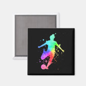 Fußballspielerin Athletin Regenbogenfarbe  Magnet (Vorderseite/Rückseite)