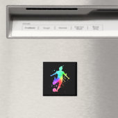 Fußballspielerin Athletin Regenbogenfarbe  Magnet (In Situ (Geschirrspüler))