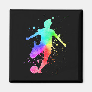Fußballspielerin Athletin Regenbogenfarben Magnet