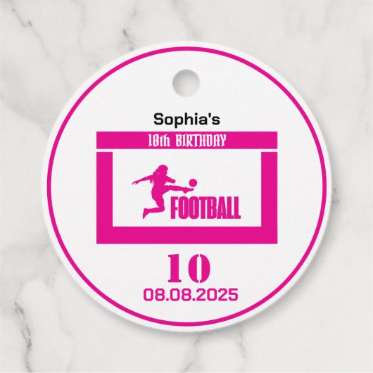 Fußballspielerin Girl, Geburtstagsmarenteam Geschenkanhänger (Rückseite)