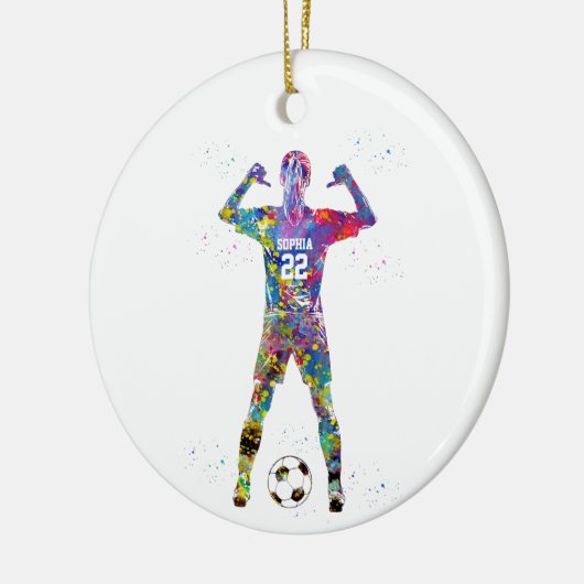 Fußballspielerin Keramik Ornament (Links)